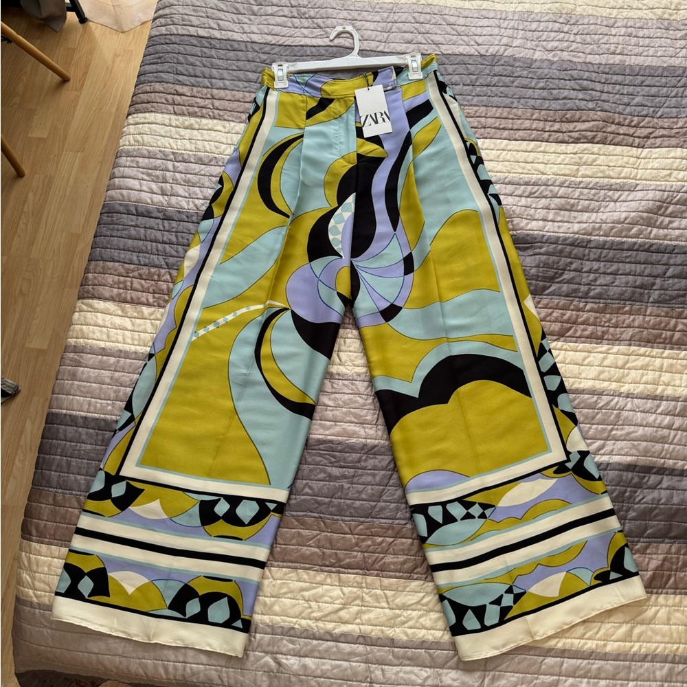 Zara Geometric Patterned Trousers pants